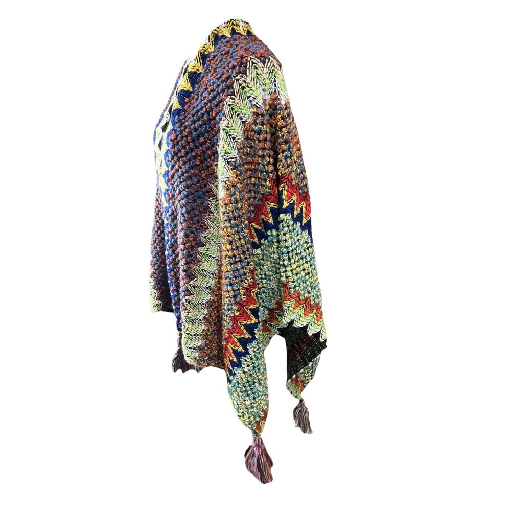 Knitted Shawl Wrap for Women Tassel Cape Retro Vintage Boho Scarf Bohemian OS - Picture 4 of 4